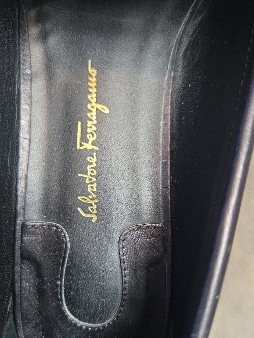 Salvatore Ferragamo Black Leather Women's Loafers with Gold Bit - Picture 9 of 9
